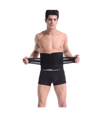 FILFEEL Adjustable Bodybuilding Back Brace Belt for Weightlifting Running Basketball Black Support Size L