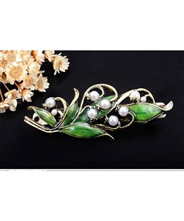 Vintage Metal Leaf Pearls French Hair Clips for Women - Retro Bronze Pigtail Spring Clips - Buy Online on GoSupps.com