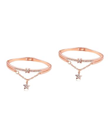 Gatuida 2pcs Bracelet Star Cuff Bracelet Gemstone Bracelets for Women Rhinestone Bangle Crystal Bead Bracelet Jeweled Bangle Bracelet Diamond Bracelet Miss Jewelry To Open Rose Goldx2pcs 19.5*1.2cmx2pcs