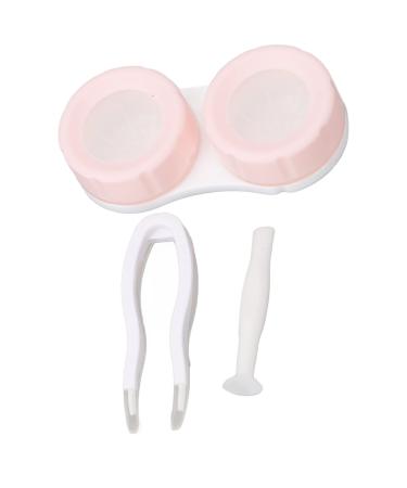 Contact Lens Case Pink Complete Portable Plastic Contact Lens Box with Tweezers for Travel for Women