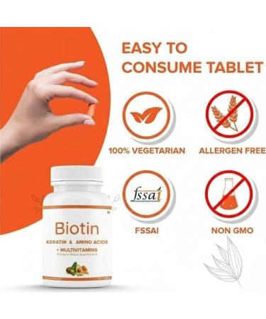 Beard Biotin- 100% Vegan 60 Tablets (Pack of 1) | Promotes Stronger & Thicker Beard Growth Powered with Vitamin A Vitamin E Vitamin B7 Keratin & Amino Acids - Buy Online on GoSupps.com