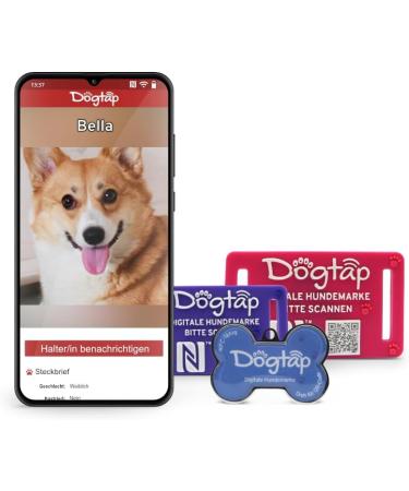 DogTap Light Big - Digital Dog Tag for Medium to Large Dogs | Waterproof Silicone NFC & QR Code | 67x40mm White - Buy Online on GoSupps.com