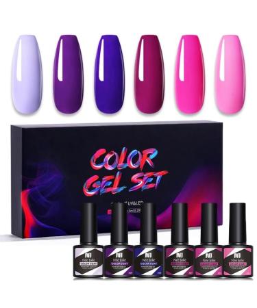 Nail Polish Gel 6Pcs/Set x8.5ml Soak Off Gel UV LED Semi Permanent Varnish for Nail Art 100Colors for Base Top Coat Gifts - (Color: STE13)