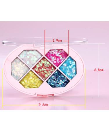 AKARY Glitter Eyeshadow Palette - 7 Colors, Long Lasting Waterproof Formula for Party and Holiday Makeup - High Pigmented Eye Shadow Powder (01) - Buy Online on GoSupps.com