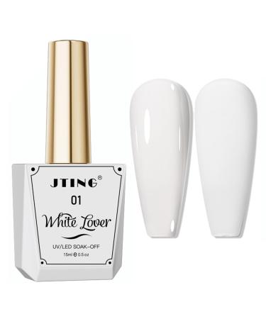 Milky White Gel Nail Polish - White Gel Nail Polish - French Manicure Gel Polish - High Glossy White Nail Varnish - Nude Color Translucent Nail Gel Soak Off UV LED Nail Lamp