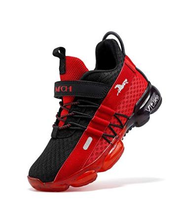 VITUOFLY Boys Sneakers Kids Running Shoes Girls Mesh Fitness Shoe Indoor Training Sneaker Lightweight Outdoor Sports Athletic Tennis Shoes for Little Kid/Big Kid 3 Big Kid 8100-black Red