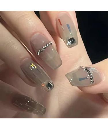 Sethexy coffin false nails crocodile pattern nails glue pink fingernails 24st acrylic art you press on nail tips for women and girls