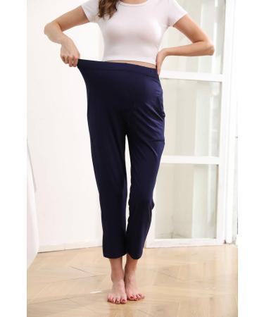 ZUMIY Maternity Lounge Pants XL Navy Blue - Over The Belly Activewear Sweatpants with Pockets - Buy Online on GoSupps.com