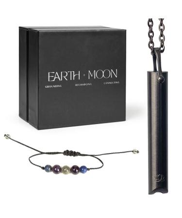 Earth and Moon Anxiety Breathing Necklace, Natural Stress and Anxiety Relief, Calm Down with Mindful Breathing Exercises, Promotes Correct Deep Breathing Technique for Relaxation and Meditation