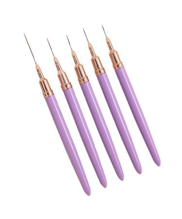 iFutniew 5 Pieces 7/9/11/15/25 mm Nail Liner Brush Set UV Gel Nail Art Painting French Stripe Lines Flower Pen Tools B