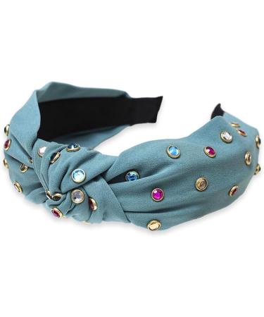 CLSSLVVBN 2 Set of Fashion Hair Bands Hoop Twist Knot Headband with Rhinestones Colorful Wide Flexible Headbands for Women Girls Dark Green Dark Green 2Set - Buy Online on GoSupps.com