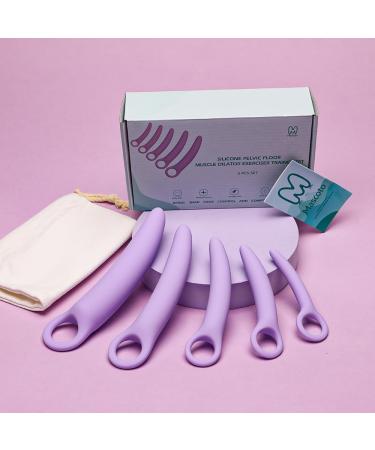 Pelvic Floor Trainer Set by Moscoto - 5-Piece Soft Silicone Dilators for Beginners to Advanced | Includes Cotton Travel Pouch - Buy Online on GoSupps.com