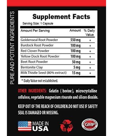 Full Body Cleanse & Detox Pills - Goldenseal, Burdock, Red Clover & More - 200 Capsules - Buy Online on GoSupps.com