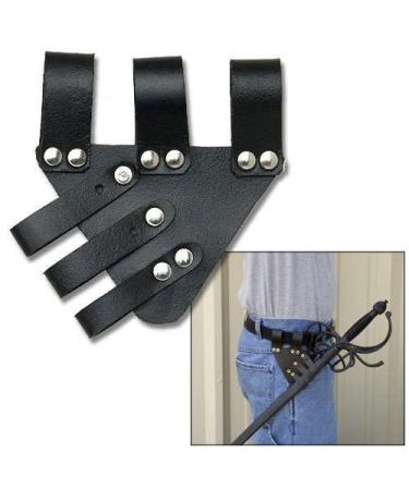 5.5" UNIVERSAL SWORD FROG Black Leather Sheath Scabbard Adjustable Baldric Belt