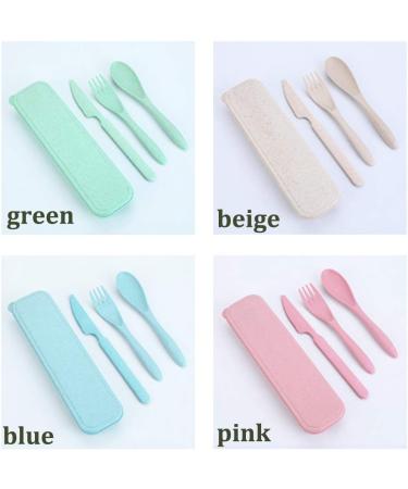 Wheat Straw Cutlery Set with Case - Portable Eco-Friendly Tableware for Travel, Picnic, Camping - BPA Free - 4 Colors - Buy Online on GoSupps.com