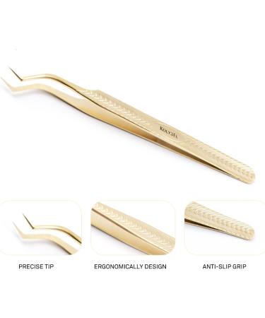 Professional Stainless Steel Lash Tweezers for Mega Volume and Mink Eyelashes - Gold-K06 - Buy Online on GoSupps.com