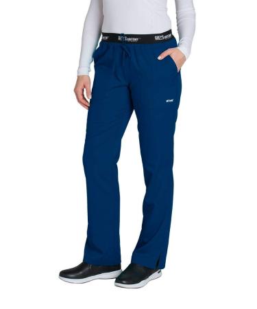 Grey's Anatomy 4275 3 Pkt Logo Waist Pant with Drawstring Medium Indigo