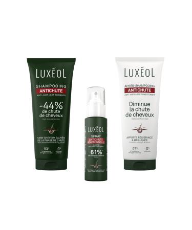 LUXEOL - Routine Antichute R actionnelle - Diminue La Chute De Cheveux Passag re - Shampooing (200 ml) + Apr s-Shampooing (200 ml) + Spray (100 ml) - Cheveux Fragilis s - Fabriqu En France
