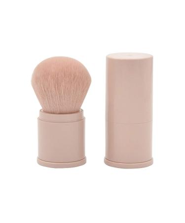 RN BEAUTY Retractable Powder Brushes Foundation Brush Blush Brush Bronzer Brush Face Blender Brush Professional Mineral Blending Buffing Kabuki Makeup Application Portable With Cover - Leather Pink