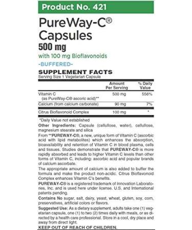 Pureway-C 500 Mg W/Bioflavonoids Veg Caps. 120 Count (Pack of 1) - Buy Online on GoSupps.com