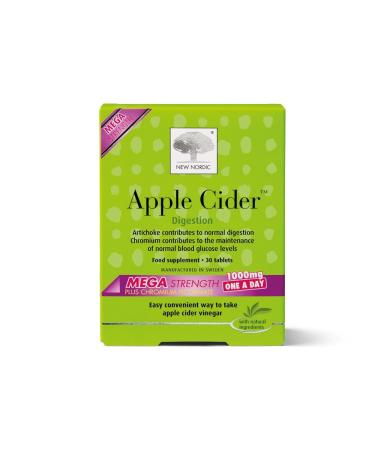 New Nordic Apple Cider Mega - 30 Tablets - 1 000mg One-a-Day Supplement - Apple Cider Vinegar - Vegan Supplements - Improve Health and Reduce Fat for Men and Women