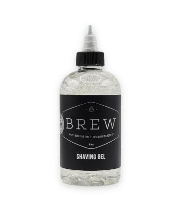 Beard Shave Gel by BREW Grooming - Clear Gel for Perfect Edging & Smooth Shaving - Made With Hops, Barley, Yeast Oil - Reduces Razor Irritation, Cuts & Nicks - Moisturizes, Cleans, Softens - 8 fl oz