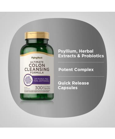 Piping Rock Colon Cleanse Pills 300 Capsules - Herbal Detox Supplement with Psyllium Fiber & Probiotics, Non-GMO Gluten Free - Buy Online on GoSupps.com