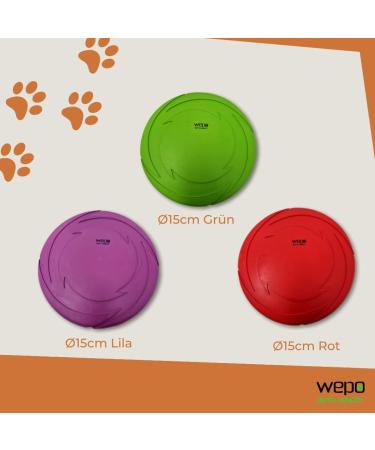 Wepo Frisbee Dog Toy Set - 18cm | Water-Resistant Training Toys for Big Dogs | Durable Red/Purple/Green Discs for Outdoor Play & Training - Buy Online on GoSupps.com