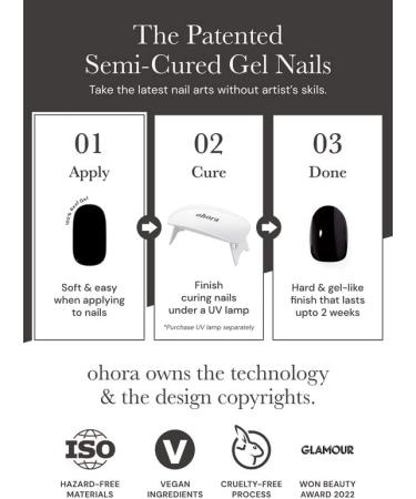 ohora Semi Cured Gel Nail Strips (N Veil) - Salon-Quality, Long Lasting, Easy to Apply & Remove - Compatible with Any Nail Lamps - Includes Prep Pads, File & Wooden Stick - Buy Online on GoSupps.com