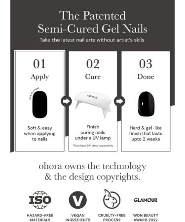 ohora N Veil Semi Cured Gel Nail Strips - Salon-Quality Long Lasting Nail Art - Easy Application & Removal - 2 Prep Pads, File, Wooden Stick - Buy Online on GoSupps.com
