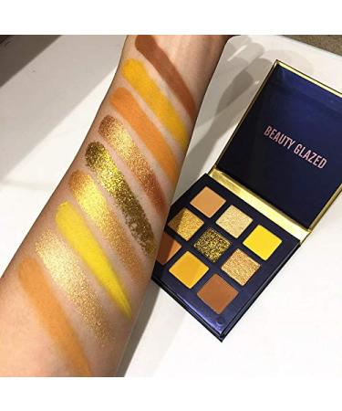 Beauty Glazed 9 Colors Shine Diamond Eyeshadow Palette - Waterproof Shimmer & Glitter Make-up #09 Lemon | Professional Nude Pigments for Flawless Looks - Buy Online on GoSupps.com