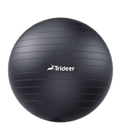 Trideer Extra Thick Yoga Ball Exercise Ball, 5 Sizes Ball Chair, Heavy Duty Swiss Ball for Balance, Stability, Pregnancy, Physical Therapy, Quick Pump Included Black L(23-26ines/58-65cm)