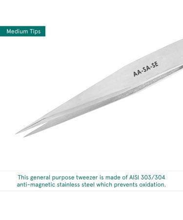 Excela Tweezer Medium Pointed Stainless Steel 5 - Precision Tweezers - Buy Online on GoSupps.com