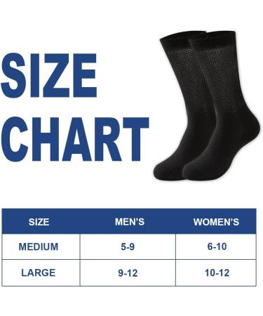 Diabetic Bamboo Socks 4 Pairs for Men & Women - Loose Fit Non-Binding Top - Improves Circulation - Medium Black - Buy Online on GoSupps.com