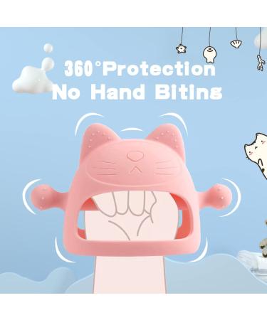 Cute Pink Cat Baby Teether - Food Grade Silicone Teething Toy for 3+ Months | Pain Relief & Sucking Needs | Washable & Reusable - Buy Online on GoSupps.com