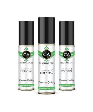 CA Perfume Impression of Essential For Men Replica Fragrance Body Oil Dupes Alcohol-Free Essential Aromatherapy Sample Travel Size Concentrated Long Lasting Attar Roll-On 0.3 Fl Oz-X3