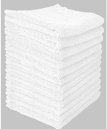 OBA HOME Cotton Washcloths Towels - Set of 12 (White)