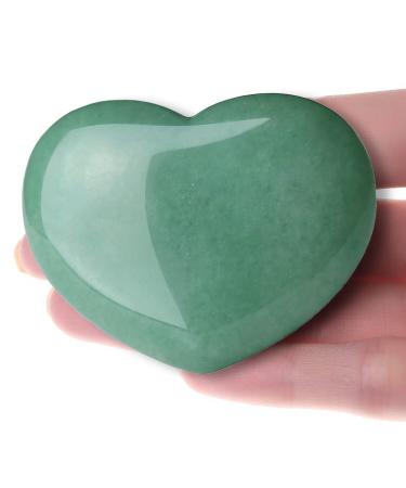 XIANNVXI 45mm 1.8" Green Aventurine Healing Crystals Heart Stones 100% Natural Crystals Gemstones Polished Love Puff Palm Stones Reiki Crystal Gifts Green - Green Aventurine
