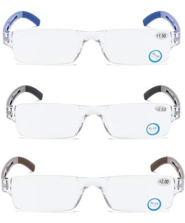 Shop Kokobin Frameless Reading Glasses - Anti Blue Light +1.5 Dioptries | 3 Pack Visual Aid for Men & Women - Buy Online on GoSupps.com