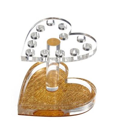 Wenettion Makeup Nail 12 Holes Acrylic Gel Brush Pen Holder Stand - Heart Gold Display - Buy Online on GoSupps.com
