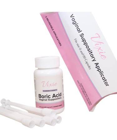 Vixie Boric Acid Vaginal Suppositories 600mg - 100% Pure Medical Grade for Yeast Infection BV - 60 Count - Buy Online on GoSupps.com