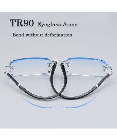 Buy GHARAZ Fashionable Diamond Cut Edge Frameless Reading Glasses - Anti-Blue Light for Men & Women (Blue Size: 0.5+) - Stylish & Comfortable Eye Protection - Buy Online on GoSupps.com