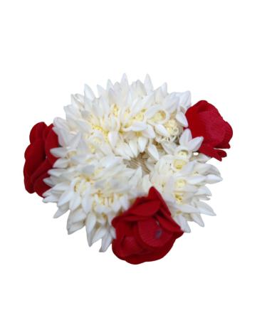 Traditional Indian Hair accessories Small White Gajra with rose Artificial Flower Jewelry Handmade Veni tiara For Women Party Wear bridal mehndi Hair Bun (1 pc)