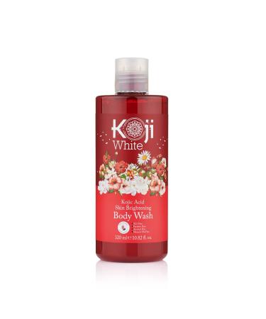 Koji White Kojic Acid Skin Brightening Body Wash - Daily Moisturizing Skin Cleanser  Uneven Skin Tone with Flower Acid Extracts  Hyaluronic Acid  Vitamin E & B5 - Vegan  Not Tested on Animals  10.82 Fl Oz