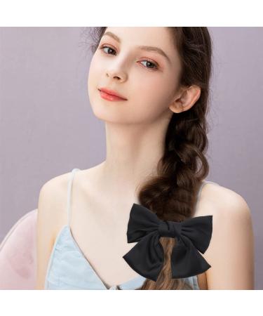 8Pcs Big Bow Hair Clips Set - Solid Color Large Hair Bow Pins for Women & Girls | French Barrettes with Long Satin Ribbon | Hair Accessories for Lolita Party | Mother's Day Gift - Buy Online on GoSupps.com
