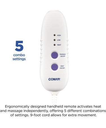 Conair Comfort Vibrating Heating Pad | Back, Neck & Menstrual Pain Relief | Large 12x23.5 inch | 3 Heat Settings - Buy Online on GoSupps.com