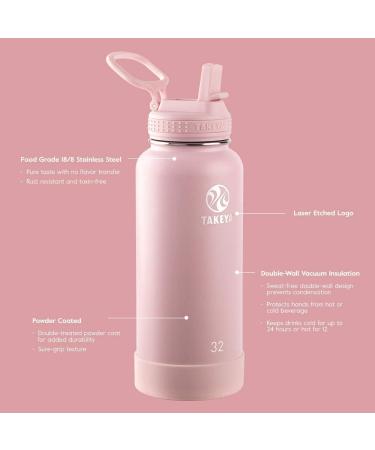 Takeya Actives Insulated Stainless Steel Water Bottle with Straw Lid  32 Ounce  Blush Blush 1 Count (Pack of 1) - Buy Online on GoSupps.com