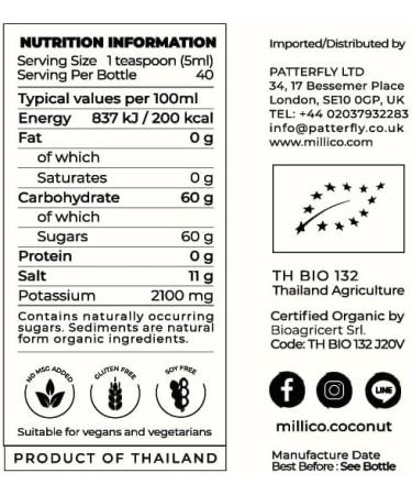 Millico Organic Coconut Seasoning Sauce 200ml - Ideal for Thai Cuisine | Soy-Free, Low Sodium & Made from Coconut Flower Nectar - Buy Online on GoSupps.com