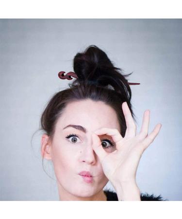 Vintage Chinese Hairpins - 6 Wooden Hair Clips Stylish Hair Sticks for Women & Girls - Red - Buy Online on GoSupps.com