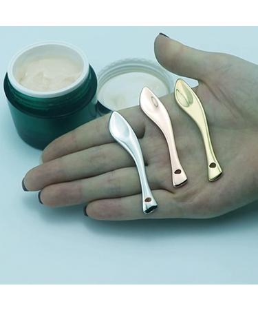 3-Piece Zinc Alloy Makeup Spatula Set - Eye Cream Spoons & Beauty Scoops - Curved Handle Gold Silver & Rose Gold - Perfect for Creams & Lotions | International Shipping - Buy Online on GoSupps.com
